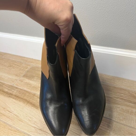 Miista Tan and Black Leather Contrast Heeled Ankle Boot Size EU 40 US 9 - Picture 10 of 12